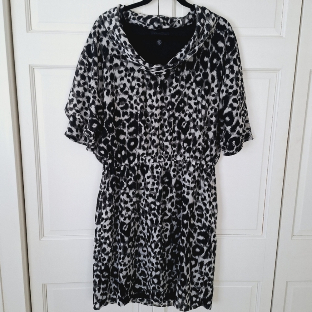 Kenneth Cole cowl neck animal print dress